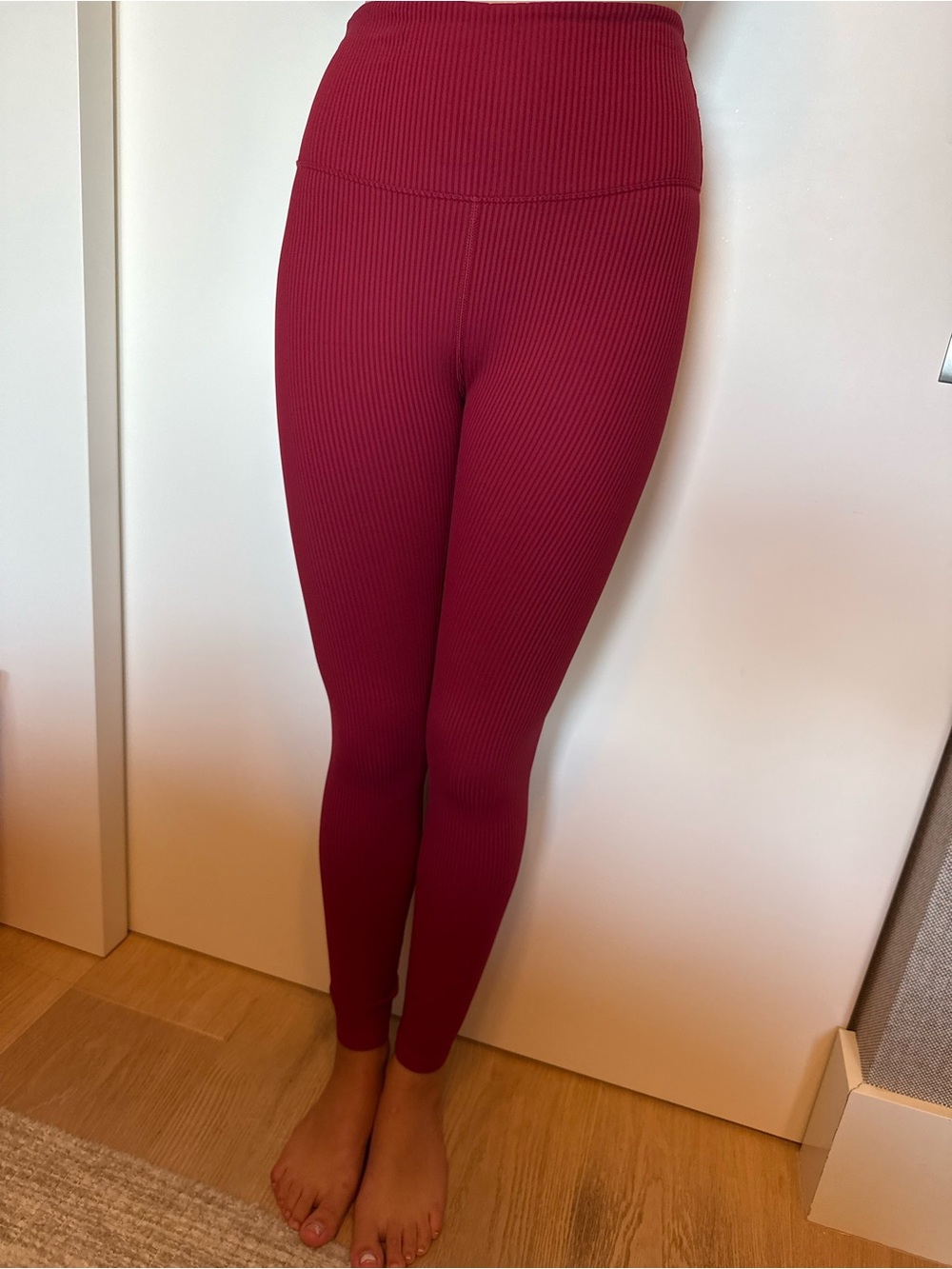 Carbon38 Ribbed High-Waist Leggings - Wine